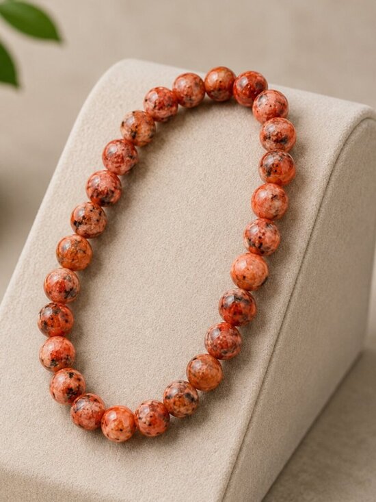 Artisan Jewelry - Red Kiwi Jasper Stretch Bracelet | Handmade